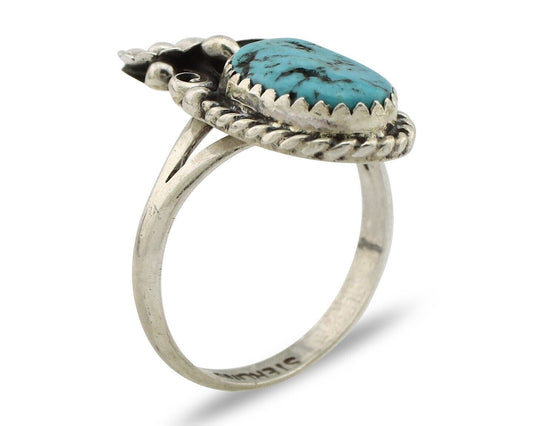 Navajo Ring 925 Silver Natural Blue Turquoise Native American Artist C.80's