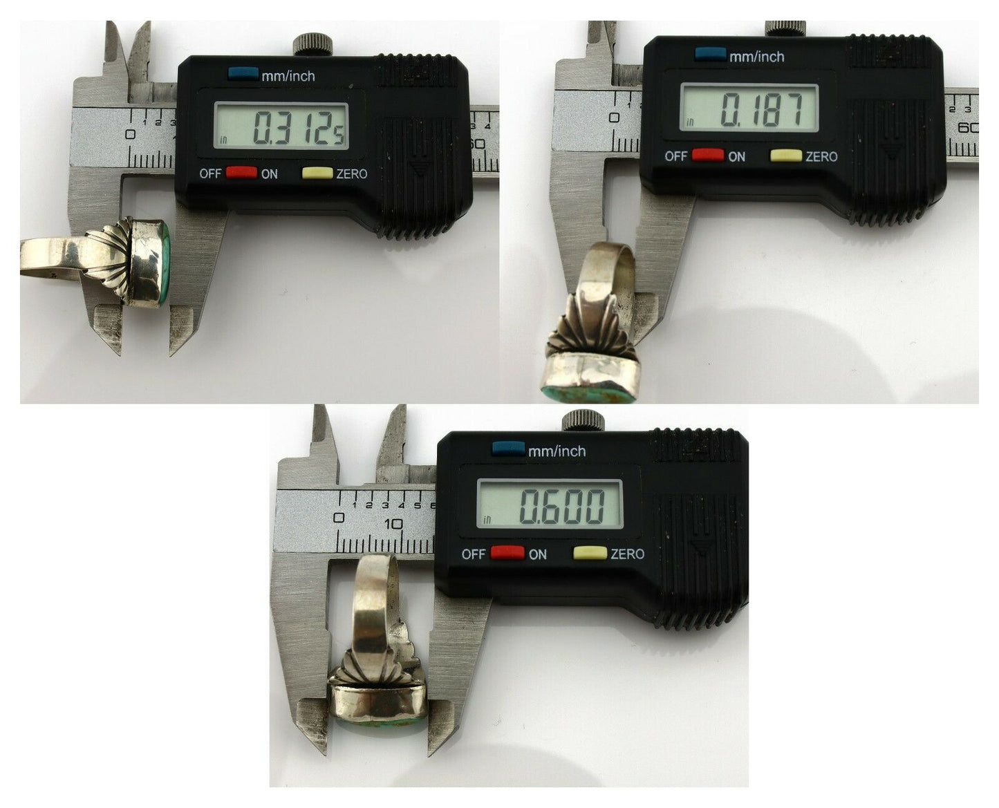 Navajo Ring .925 Silver Kingman Turquoise Artist Signed Apache C.80's