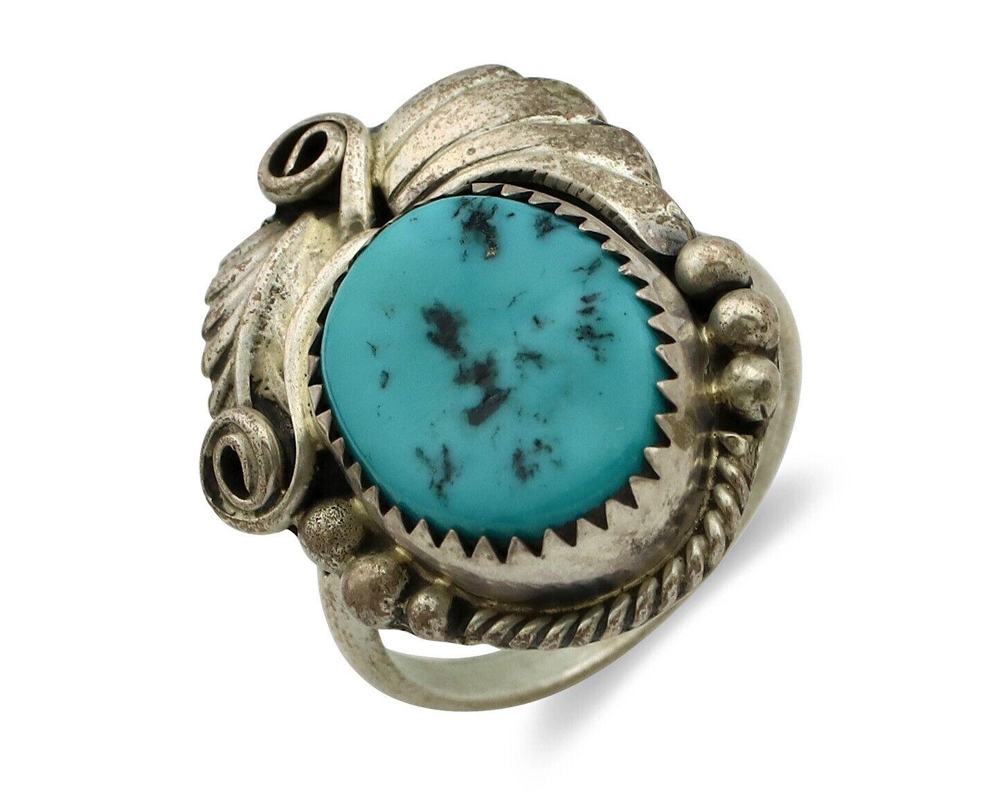 Navajo Ring .925 Silver Sleeping Beauty Turquoise Native Artist C.80's