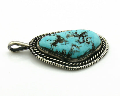 Navajo Pendant .925 Silver Kingman Turquoise Signed Artist Tom Willeto C.80's
