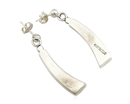 Navajo Earrings Black Onyx .925 Silver Inlaid Native American C.80's