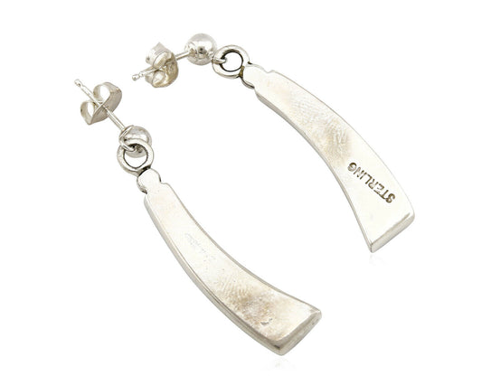 Navajo Earrings Black Onyx .925 Silver Inlaid Native American C.80's