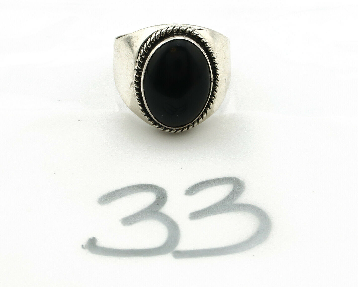 Navajo Ring .925 Silver Handmade Black Onyx Native American Artist C.80's