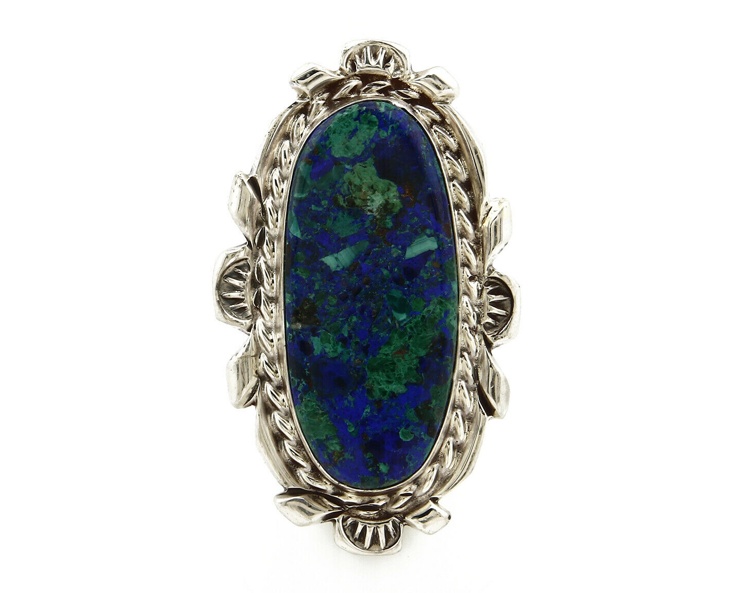 Navajo Azurite Ring .925 Silver Signed Artist Billie Eagle C.80's