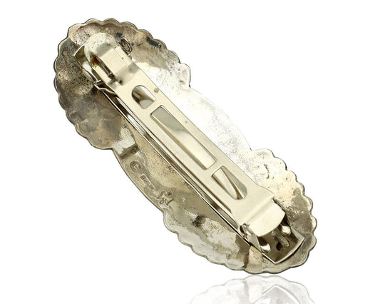 Navajo Hair Clip Barrette .925 Silver Hand Stamped Artist Signed C Montoya C80s