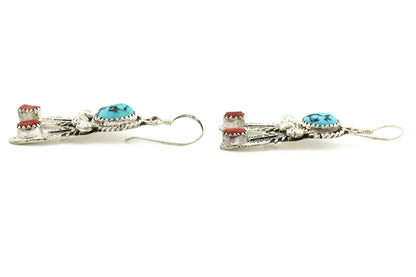Navajo Earrings .925 Silver Blue Nugget Turquoise Artist Signed Running Bear C80
