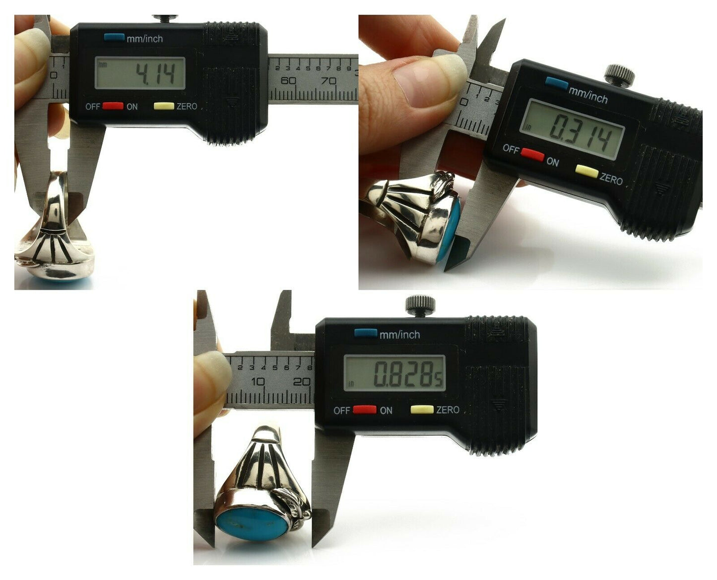 Navajo Ring .925 Silver Blue Southwest Turquoise Native Artist C.80's