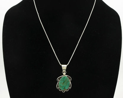 Navajo Necklace .925 Silver Manassas Turquoise Artist Signed Sunrise C.80's