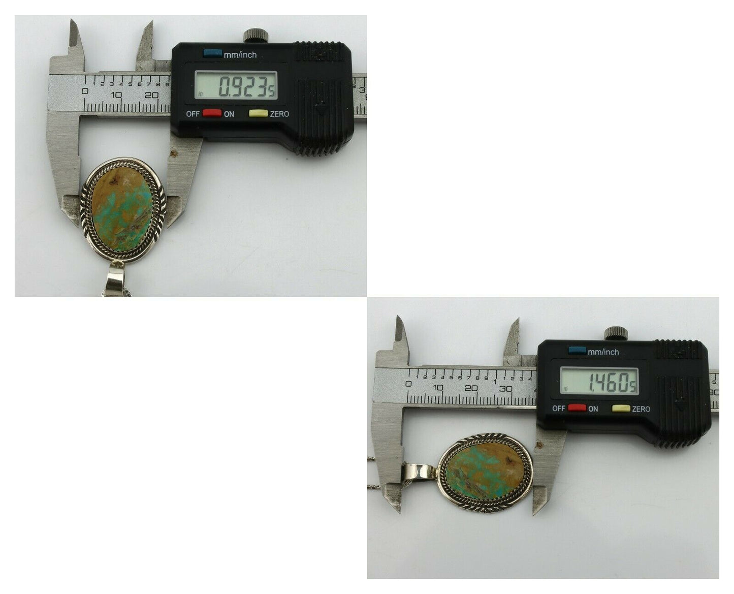 Navajo Pendant .925 Silver Natural Turquoise Artist Signed AB C.80's