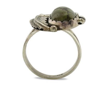 Navajo Ring .925 Silver Spiderweb Turquoise Native American Artist C.1980's