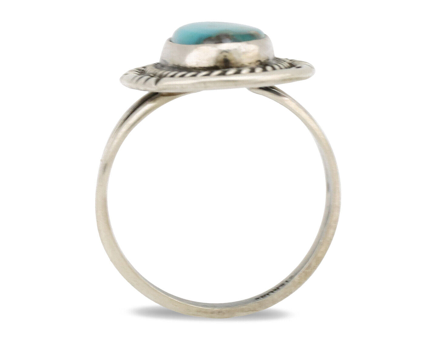 Navajo Ring .925 Silver Nevada Turquoise Native American Artist C.1980's