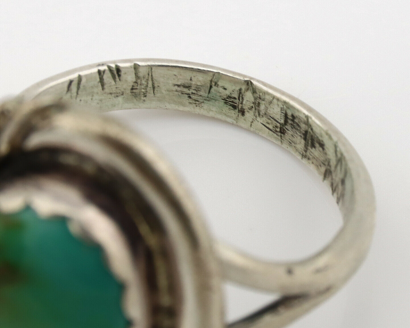 Navajo Ring .925 Silver Kingman Turquoise Native American Artist C.1980's