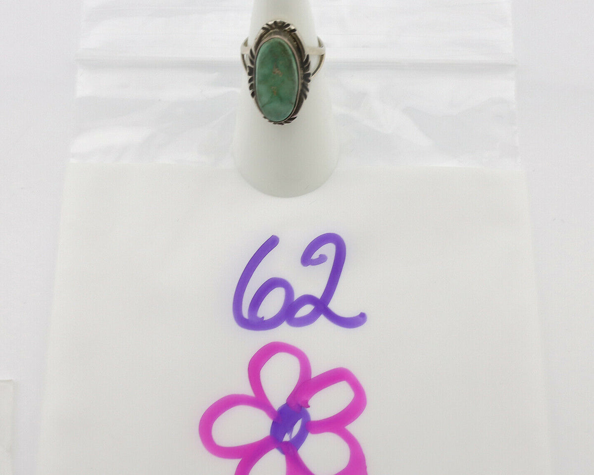 Navajo Ring .925 Silver Natural Mined Turquoise Native Artist Signed C.80's
