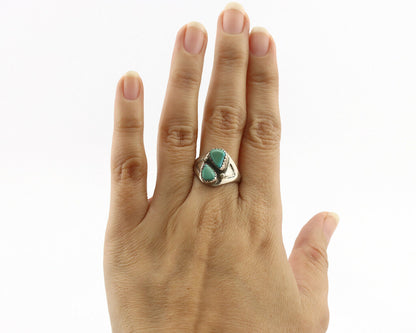 Zuni Ring .925 Silver Natural Blue Turquoise Native American Artist C.1980's