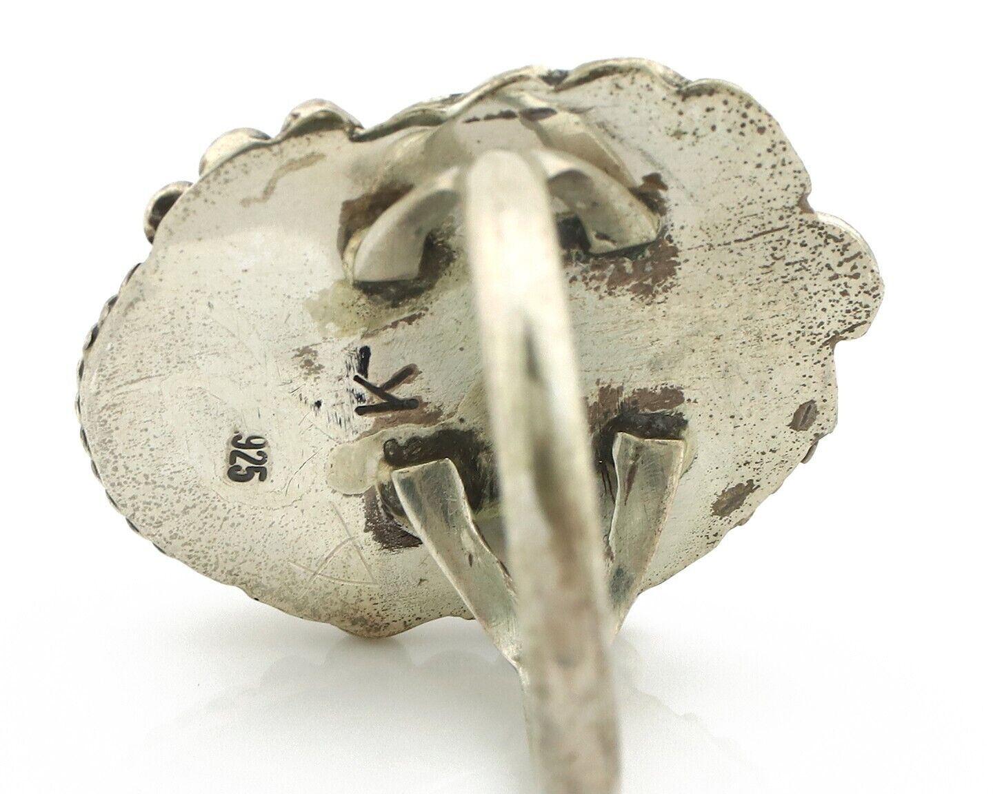Navajo Ring .925 Silver Sleeping Beauty Turquoise Native Artist C.80's