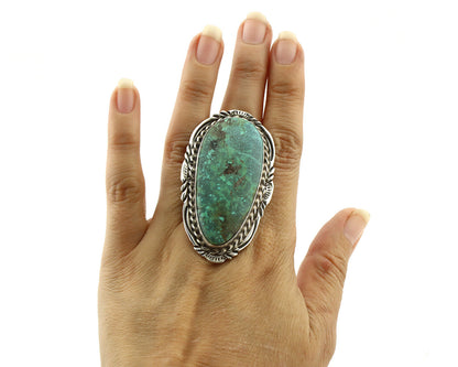 Navajo Ring 925 Silver Black Spiderweb Turquoise Artist Signed Billy Eagle C.80s