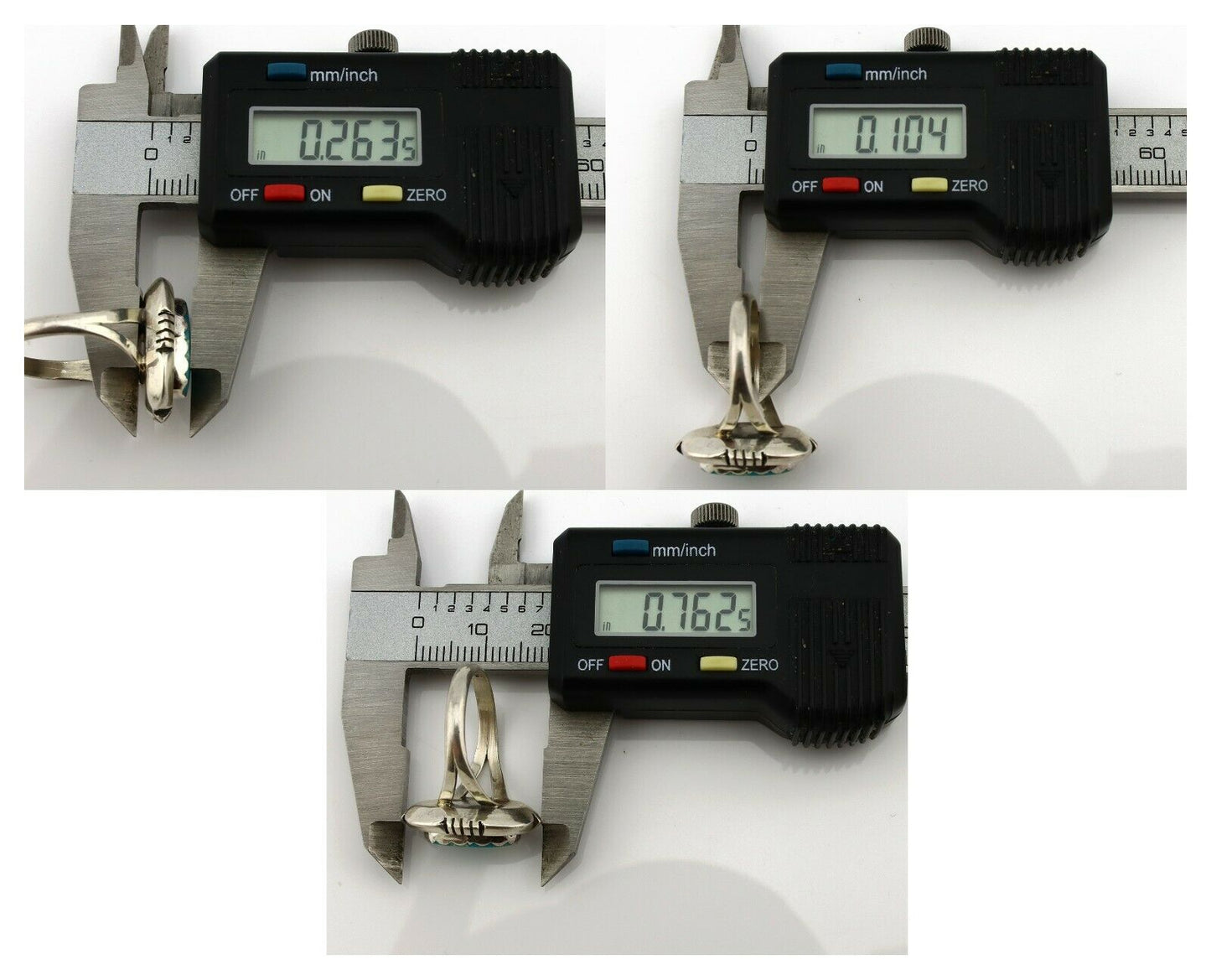 Navajo Ring .925 Silver Kingman Turquoise Artist Signed Apache C.80's