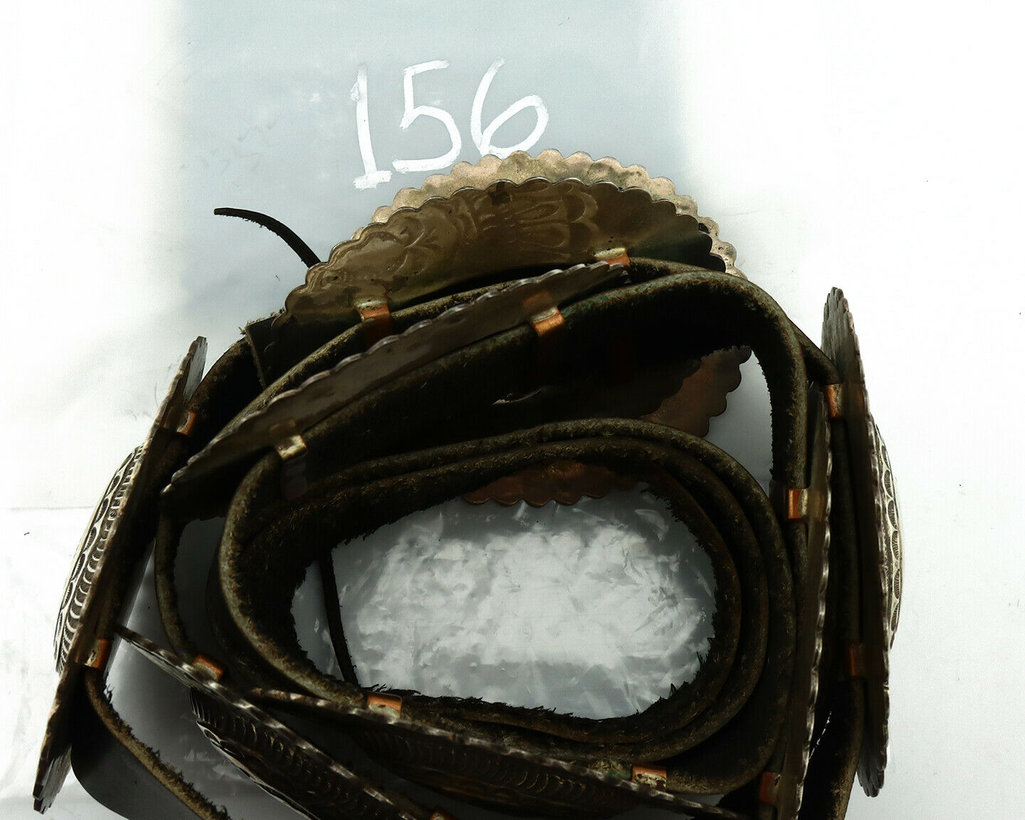 Navajo Concho Belt .925 Silver Hand Stamped Artist Signed TC C.80's