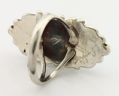 Navajo Ring .925 Silver Blue Gem Turquoise Artist Signed Billy Eagle C.80's