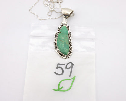 Navajo Necklace 925 Silver Natural Green Turquoise Artist Signed J C.80's