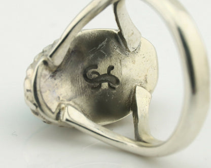 Navajo Ring .925 Silver Natural Mined Turquoise Artist Signed Gecko C.80's