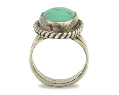 Navajo Ring .925 Silver Kingman Turquoise Native American Artist C.1980's