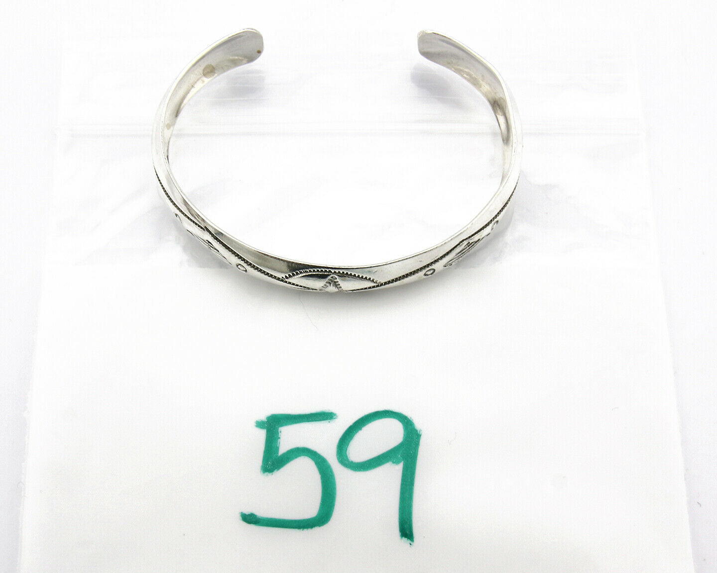 Navajo Bracelet SOLID .925 Silver Hand Stamped Signed Tract C.80's