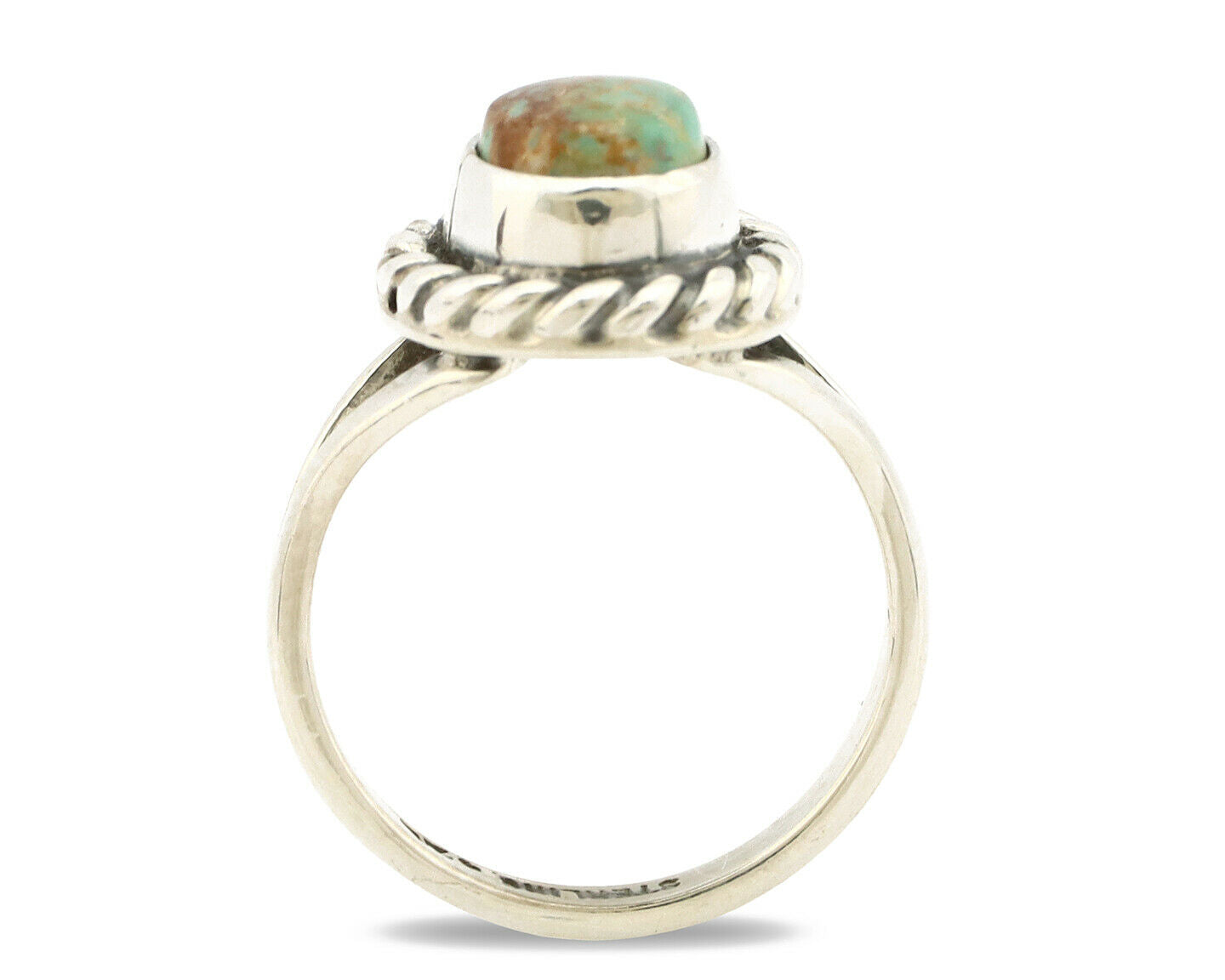 Navajo Ring .925 Silver Kingman Turquoise Artist Signed Gecko C.90's