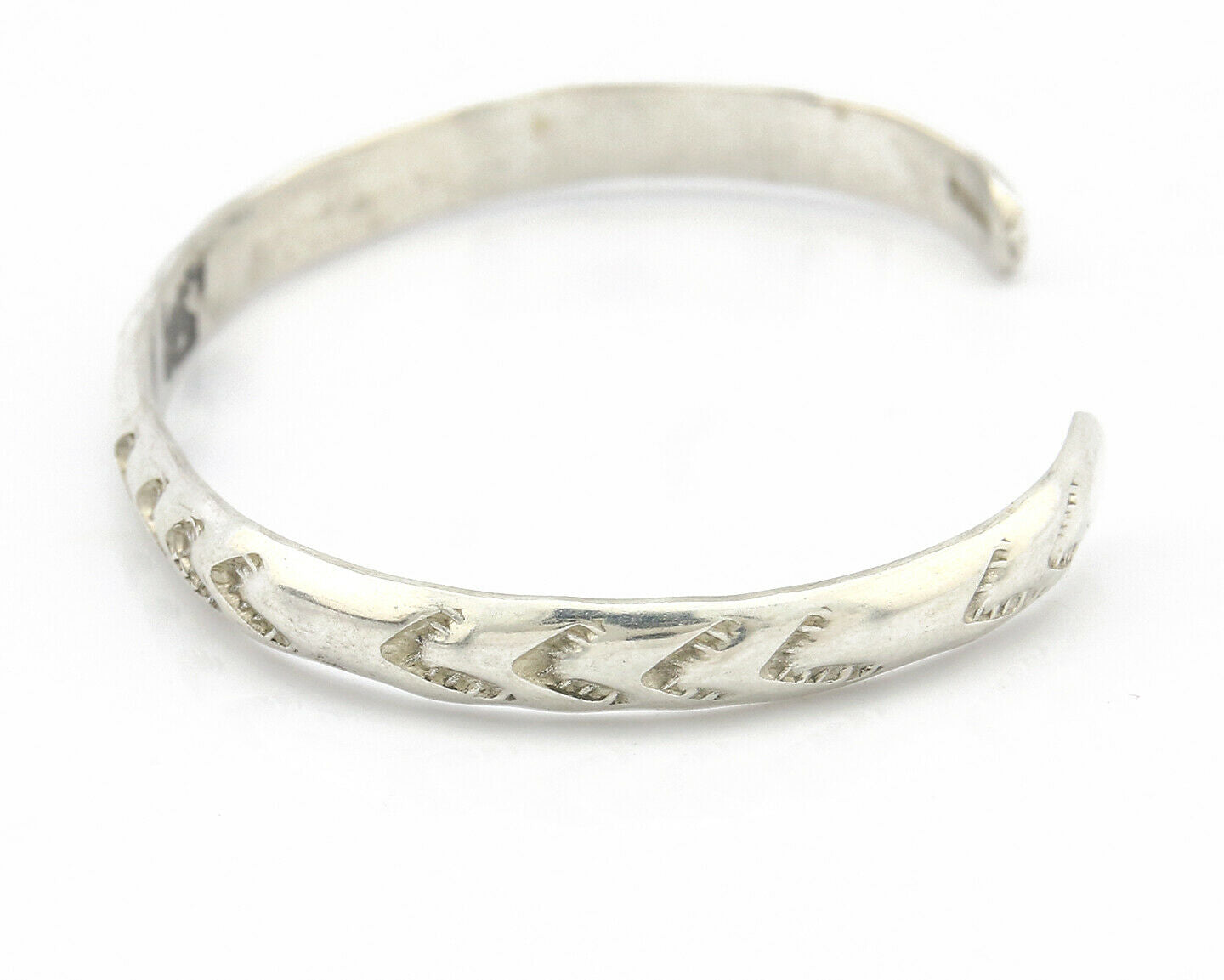 Navajo Bracelet .925 Silver Hand Stamped Arrow Head Artist Montoya C.80's