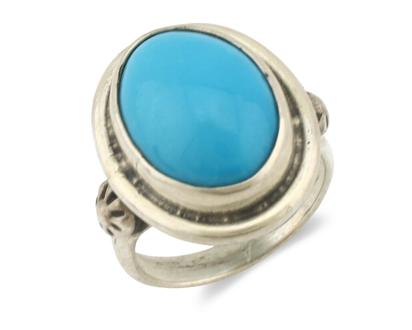 Navajo Ring .925 Silver Natural Blue Turquoise Native American Artist C.1980's