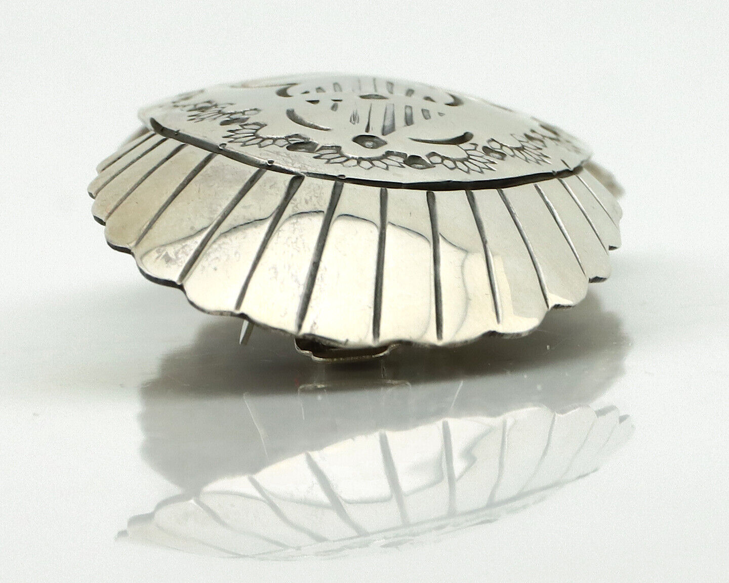 Navajo Hair Clip Barrette .925 Silver Hand Stamped Artist Signed C Montoya C80s