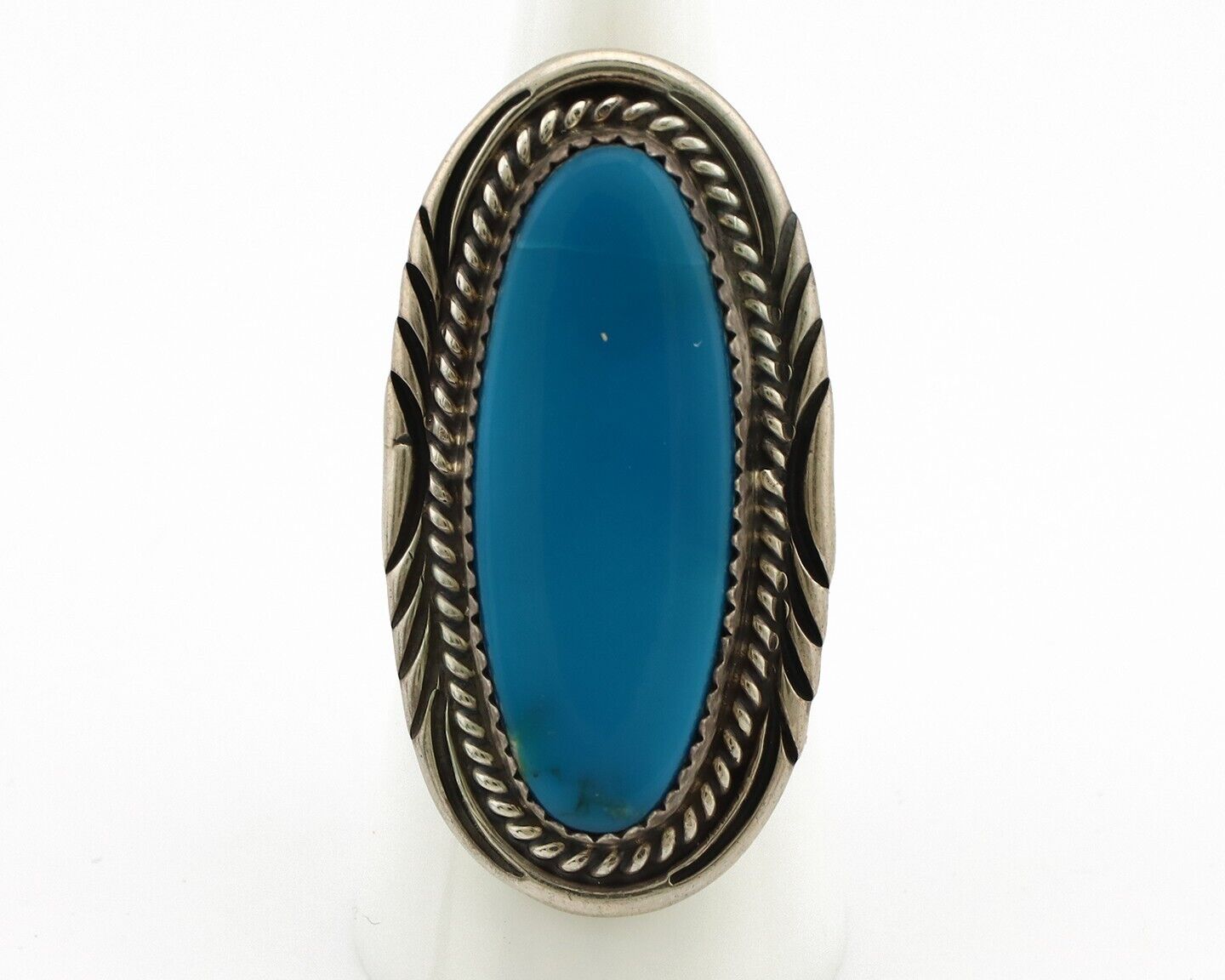Navajo Ring 925 Silver Natural Blue Turquoise Artist Signed M Begay C.80s