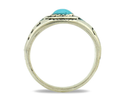 Navajo Handmade Ring 925 Silver Blue Turquoise & Coral Native American C.80's