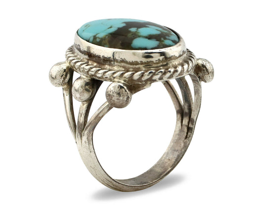 Navajo Ring .925 Silver Blue Southwest Turquoise Native American Artist C80s
