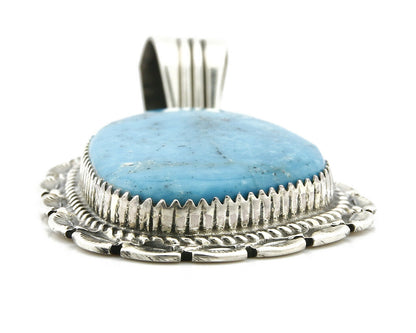 Navajo Pendant .925 Silver Kingman Turquoise Signed Artist LT Begay C.80's