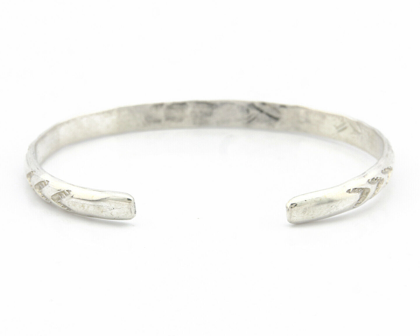 Navajo Bracelet .925 Silver Hand Stamped Arrow Head Artist I Montoya C.80's