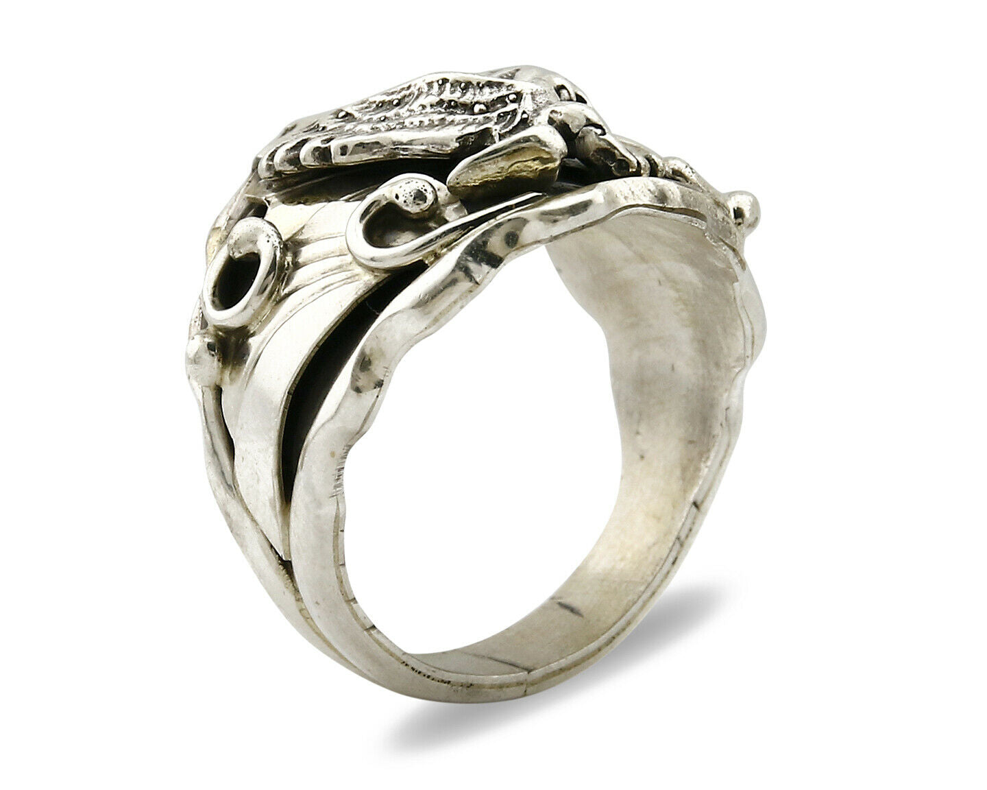 Navajo Eagle Ring .925 SOLID Silver Handmade Signed Artist S Circa 1980's