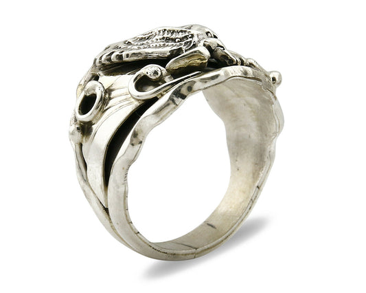 Navajo Eagle Ring .925 SOLID Silver Handmade Signed Artist S Circa 1980's