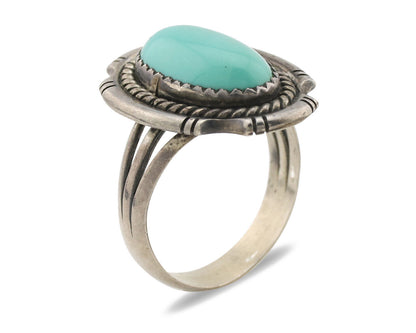 Navajo Ring .925 Silver Sleeping Beauty Turquoise Native Artist C.1980s