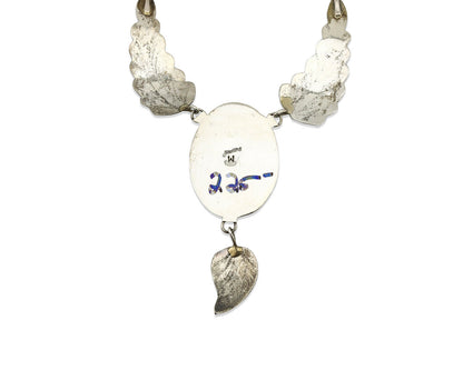 Navajo Necklace .925 Silver Sleeping Beauty Turquoise Signed M C.80's