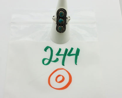 Navajo Ring .925 Silver Natural Blue Turquoise Native American Artist C.80's