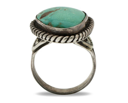 Navajo Handmade Ring 925 Silver Blue Turquoise Signed Native Artist C.80's