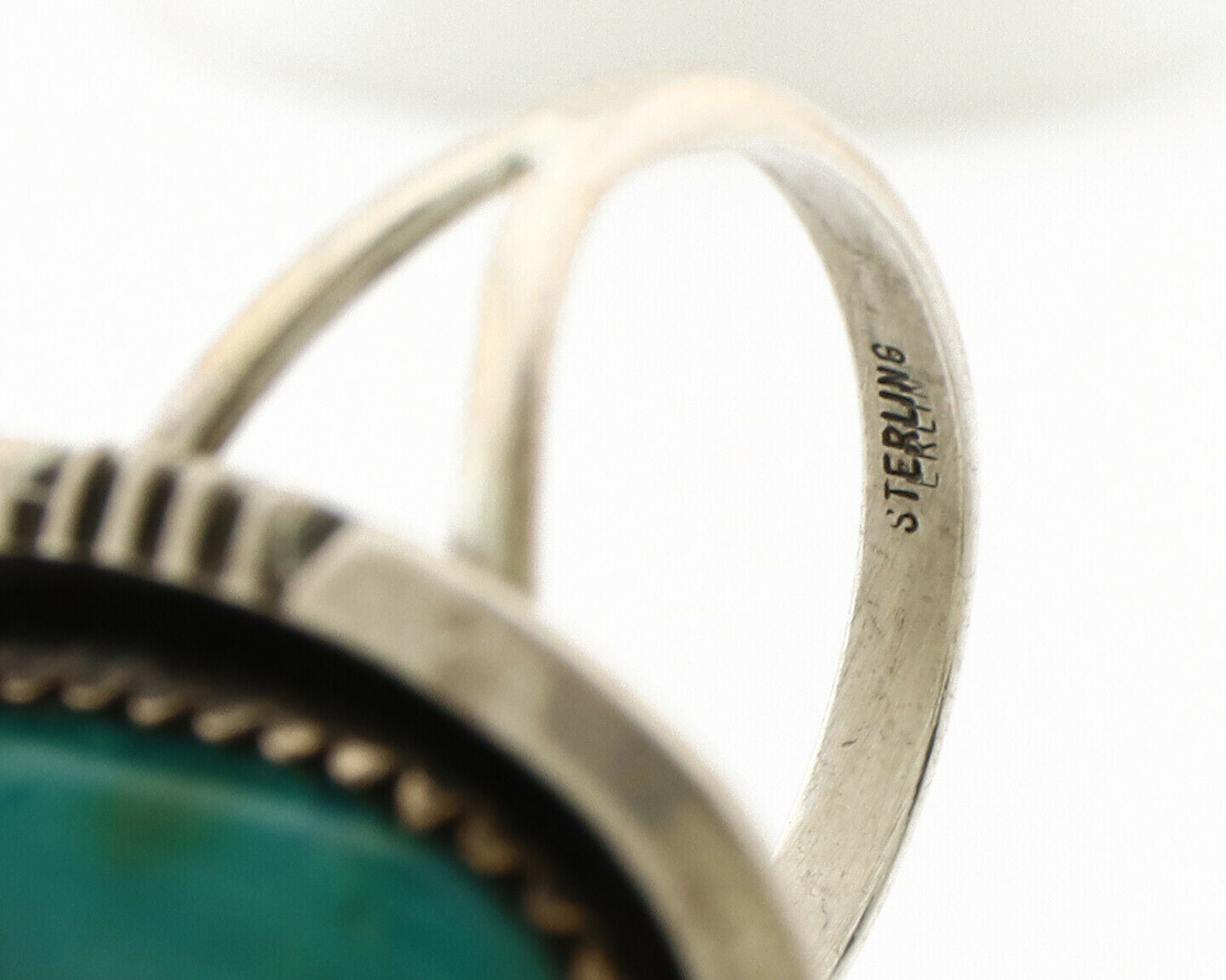 Navajo Ring .925 Silver Kingman Turquoise Native American Artist C.1980's