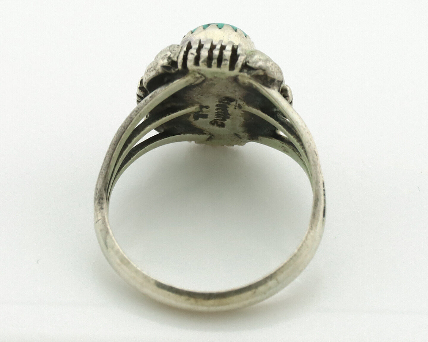 Navajo Ring .925 Silver Sleeping Beauty Turquoise Signed TLW C.80's