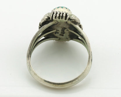 Navajo Ring .925 Silver Sleeping Beauty Turquoise Signed TLW C.80's