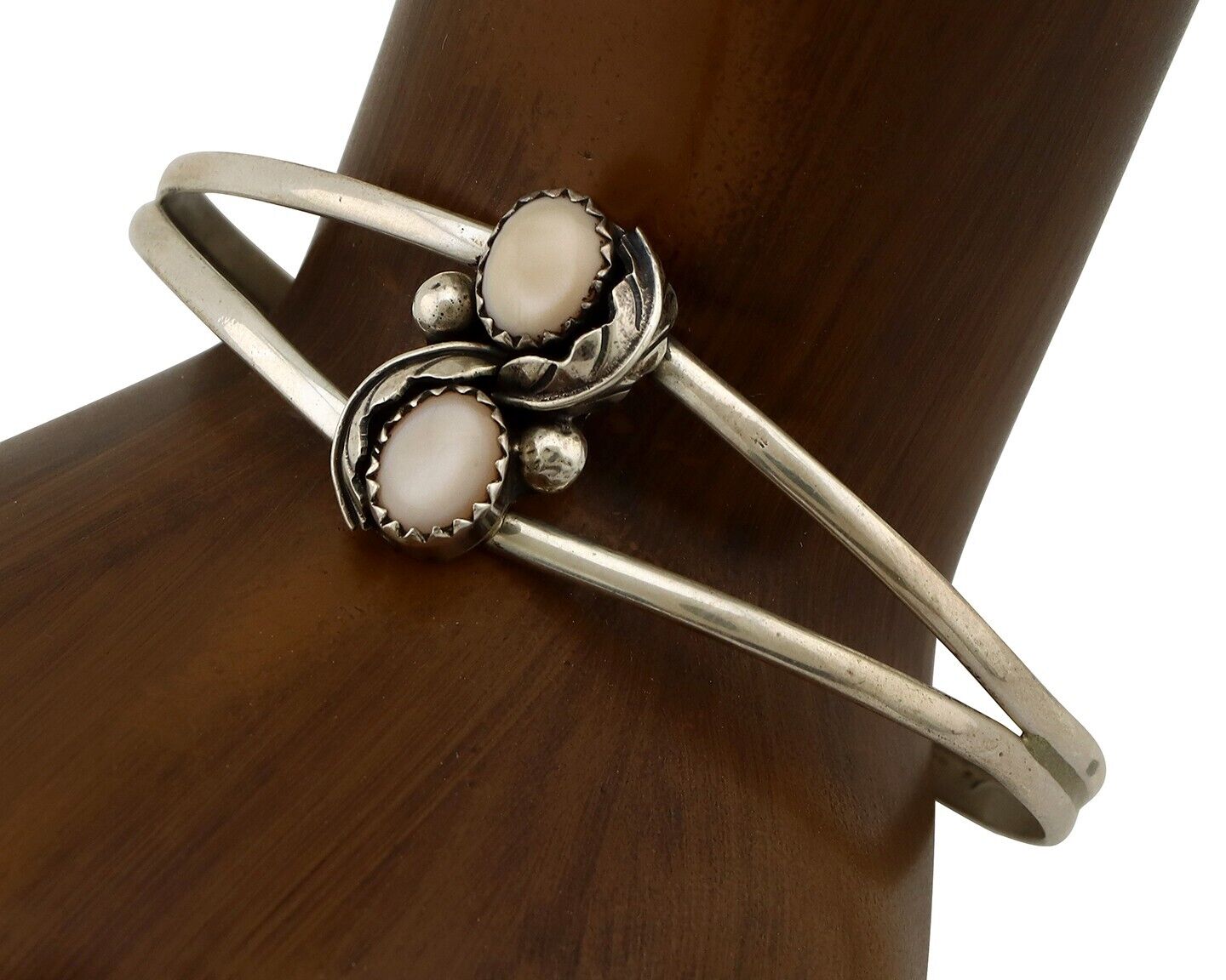 Women's Navajo Bracelet 925 Silver Natural Pink Mussel Native American C.80's