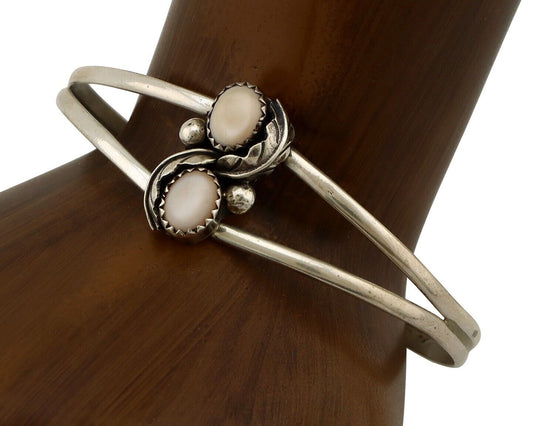 Women's Navajo Bracelet 925 Silver Natural Pink Mussel Native American C.80's