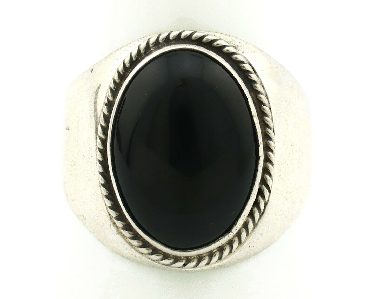 Navajo Ring .925 Silver Handmade Black Onyx Native American Artist C.80's