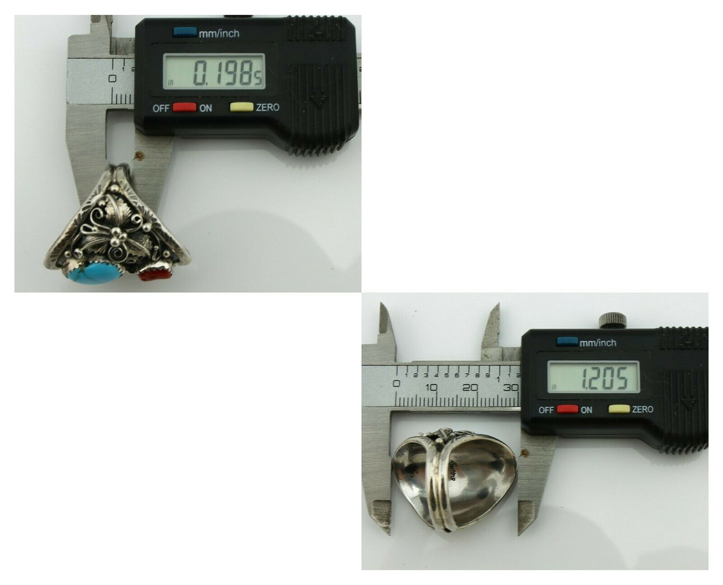 Navajo Ring .925 Silver Natural Blue Turquoise Native American Artist C.80's