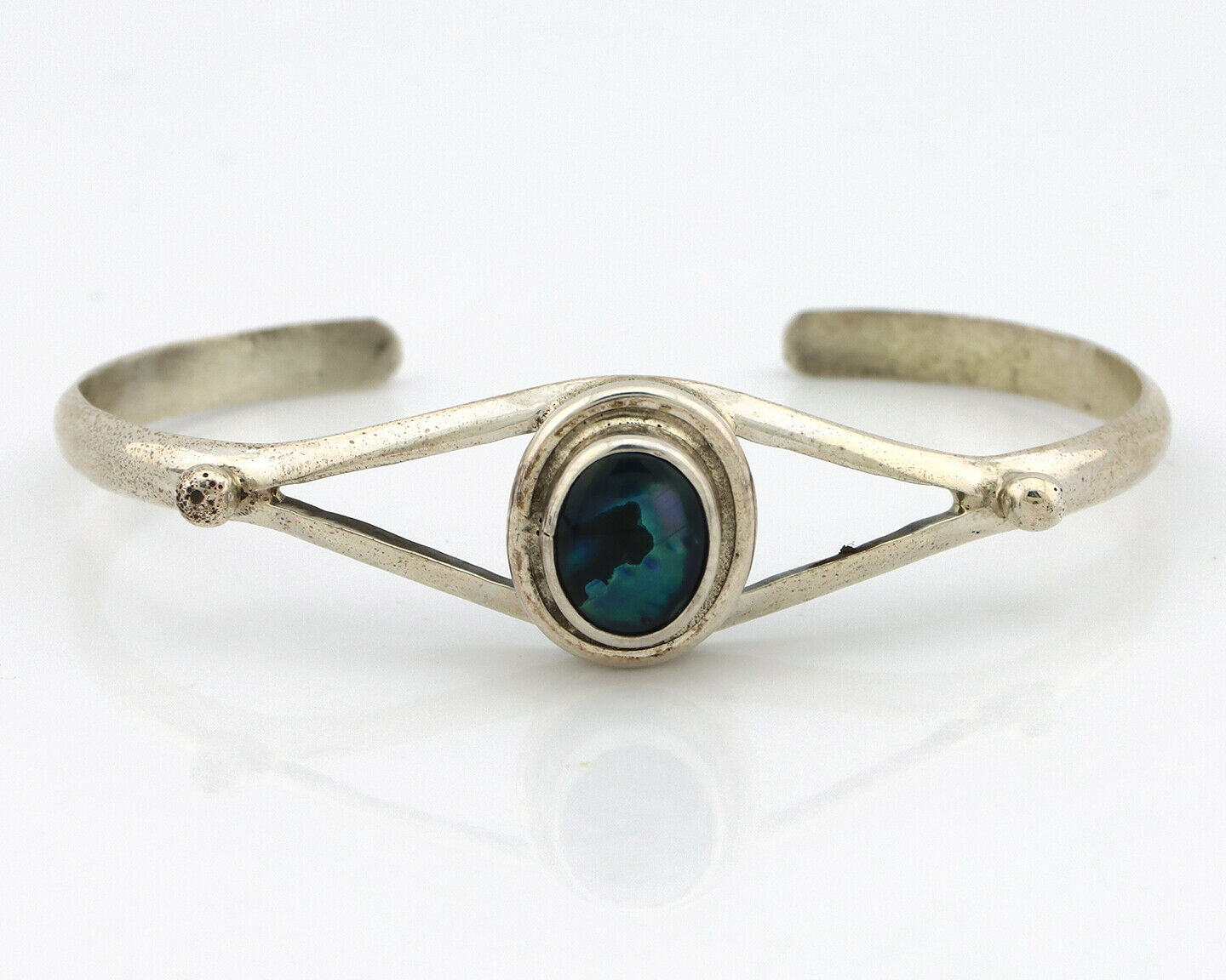 Navajo Bracelet .925 Silver Abalone Native American Artist C.90's